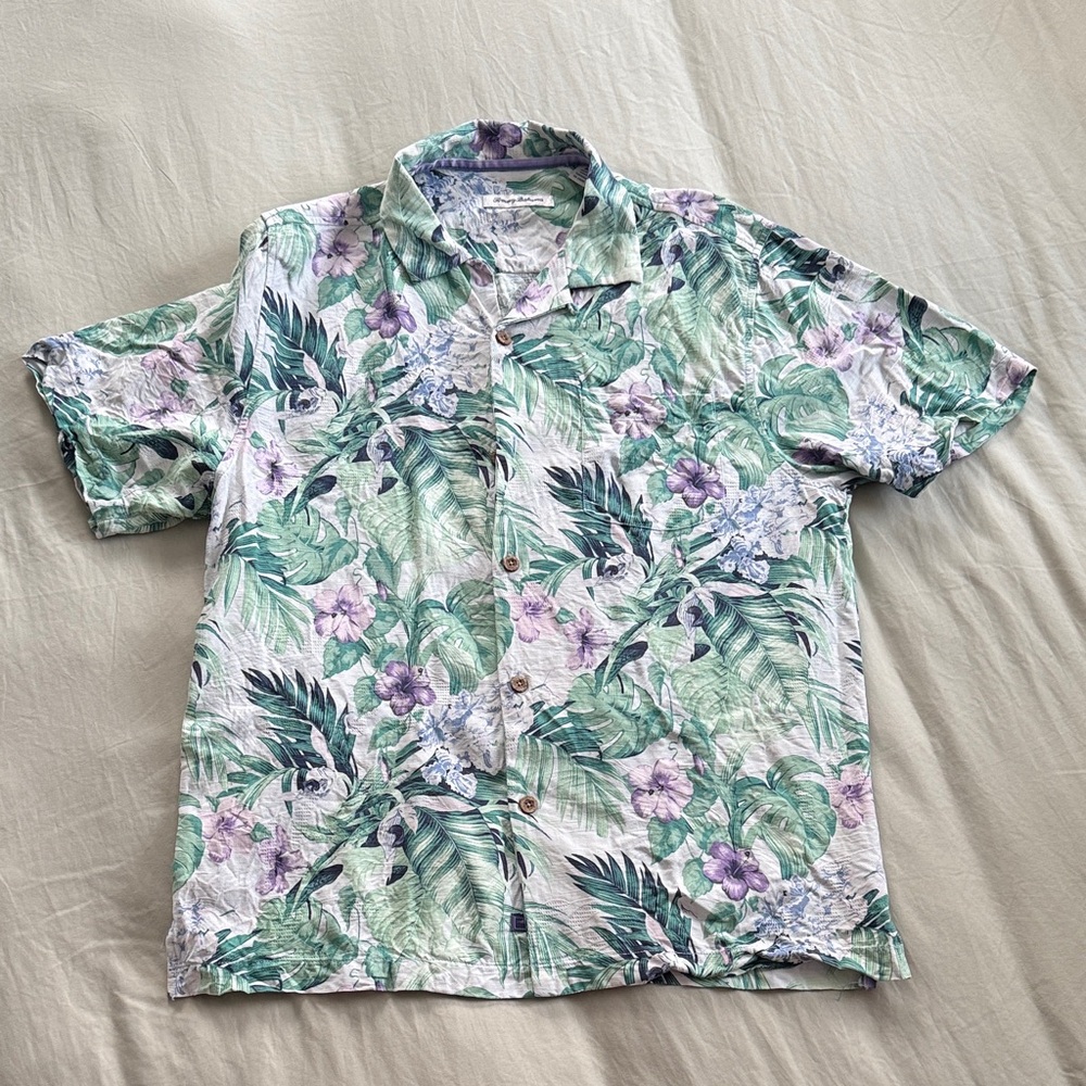 Tommy Bahama Tropical Green and Purple Shirt